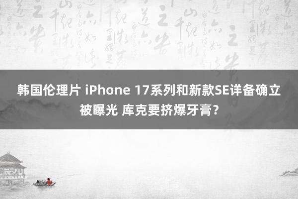 韩国伦理片 iPhone 17系列和新款SE详备确立被曝光 库克要挤爆牙膏？