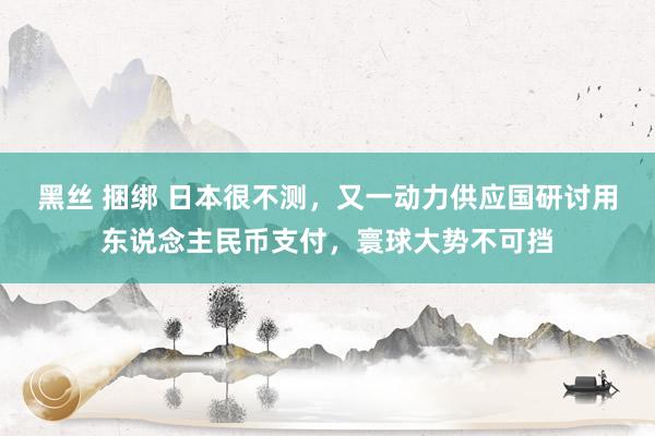 黑丝 捆绑 日本很不测，又一动力供应国研讨用东说念主民币支付，寰球大势不可挡