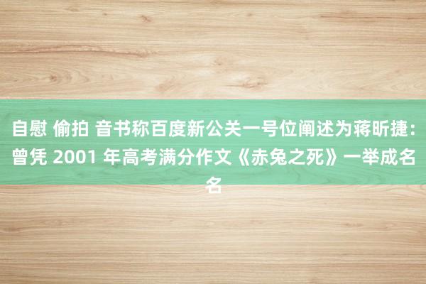 自慰 偷拍 音书称百度新公关一号位阐述为蒋昕捷：曾凭 2001 年高考满分作文《赤兔之死》一举成名